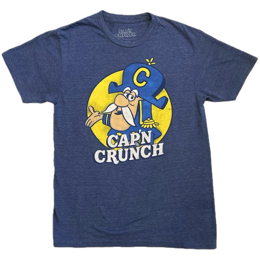 Cap’n Crunch Graphic Tee Retro Unisex Heather Blue Yellow Men’s Medium M